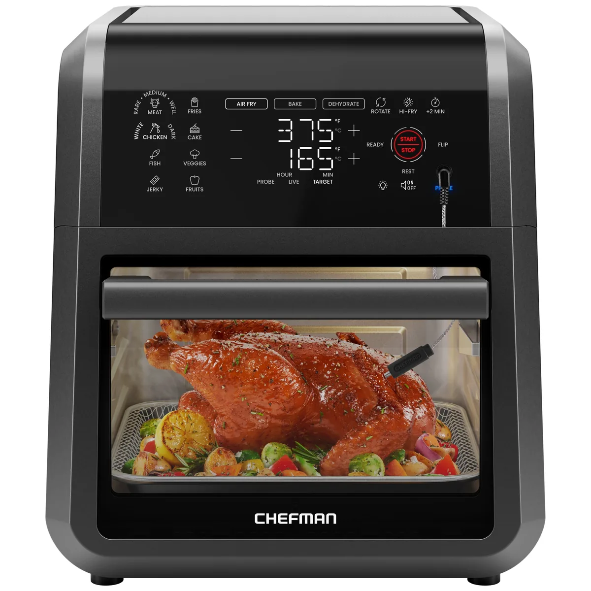Multifunctional Digital Air Fryer W Integrated Smart Thermometer 12 Quart