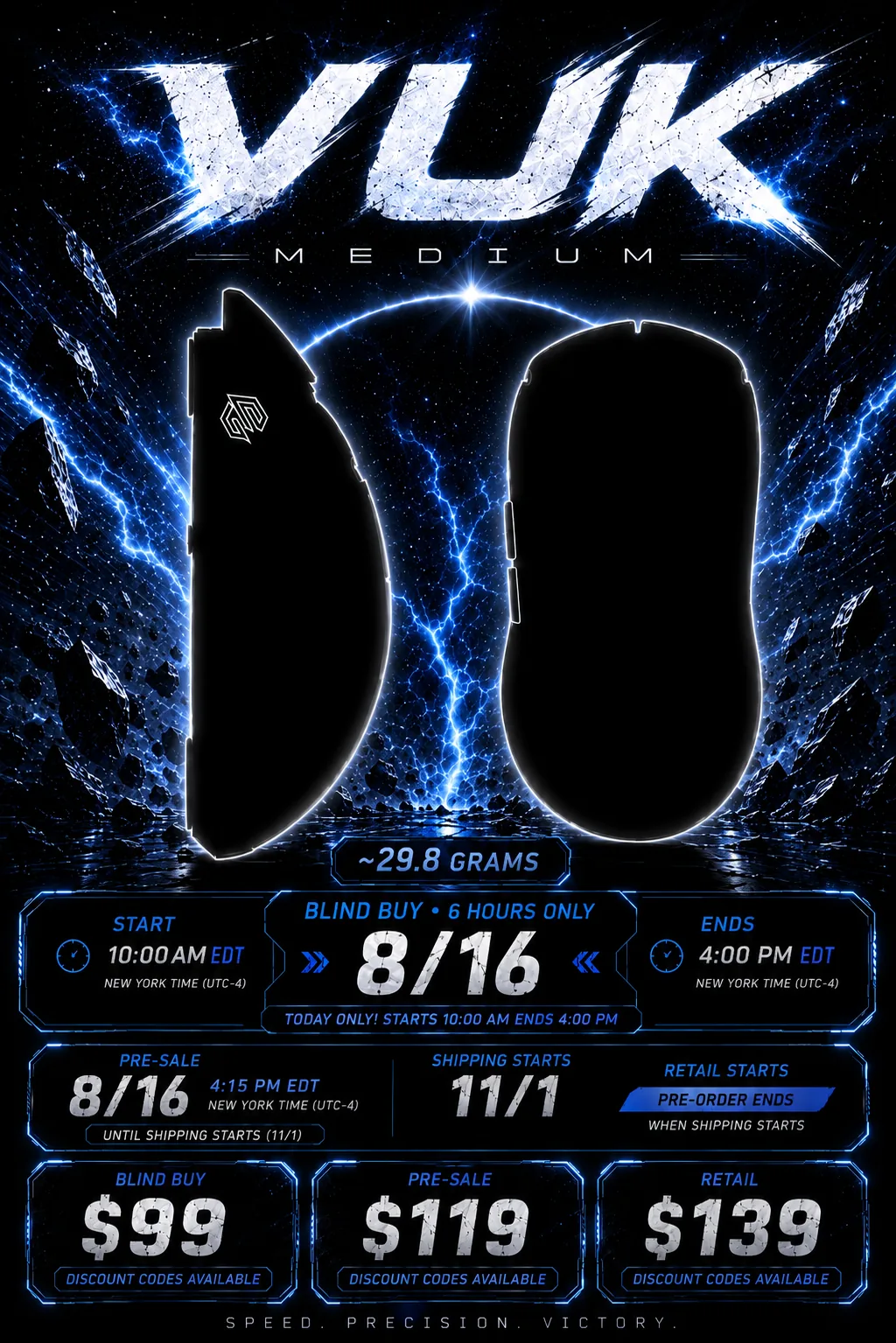 G-Wolves VUK Medium 8K Wireless Gaming Mouse ~29.8g (Early bird — no color swap)