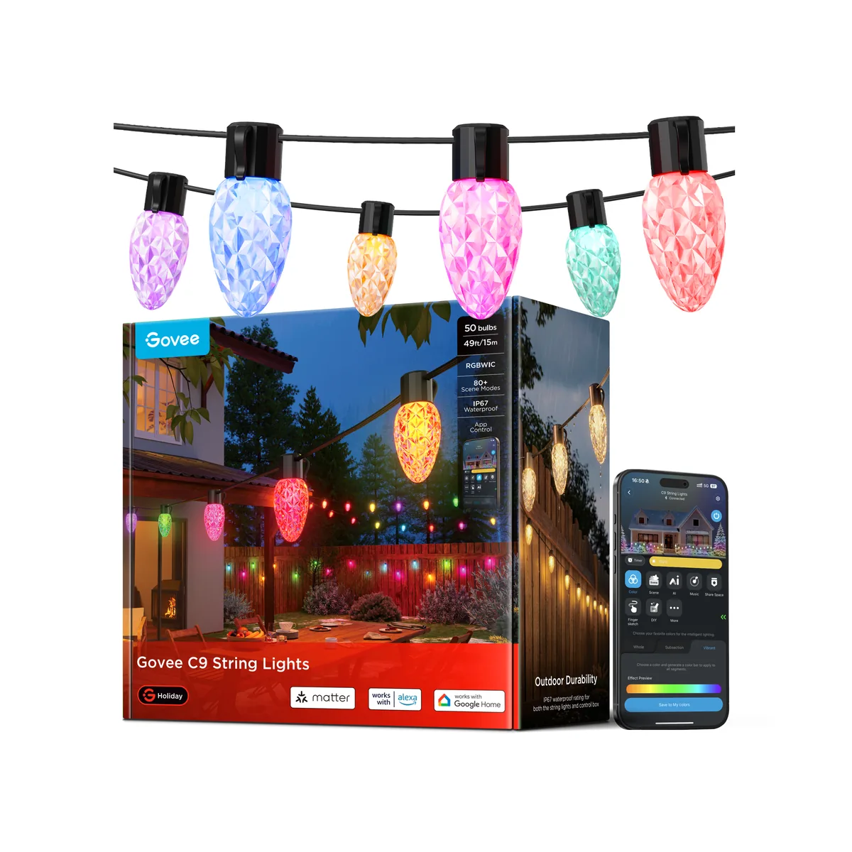 C9 LED Christmas Lights: Multicolor & Warm White