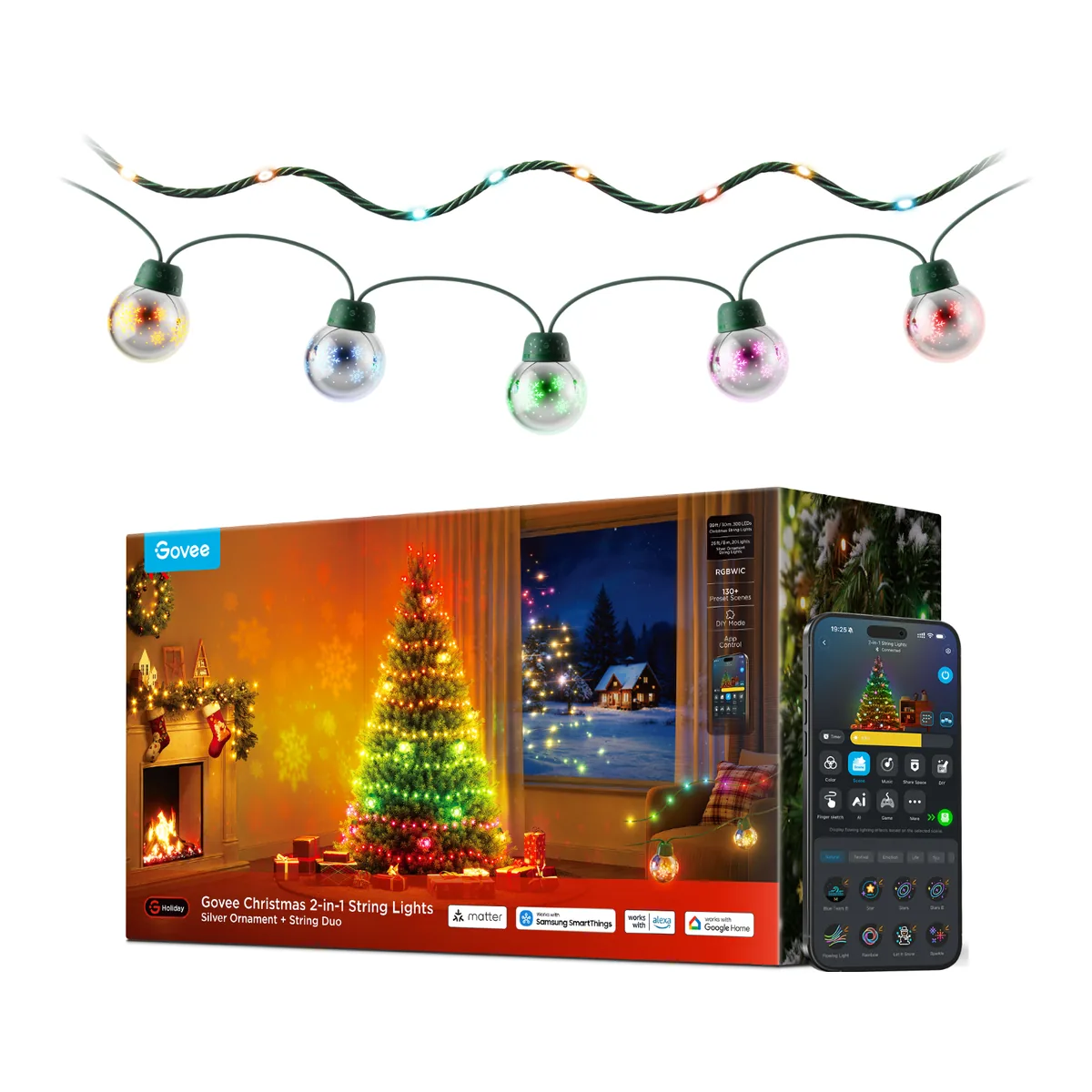 Govee Christmas 2-in-1 String Lights & Ornaments