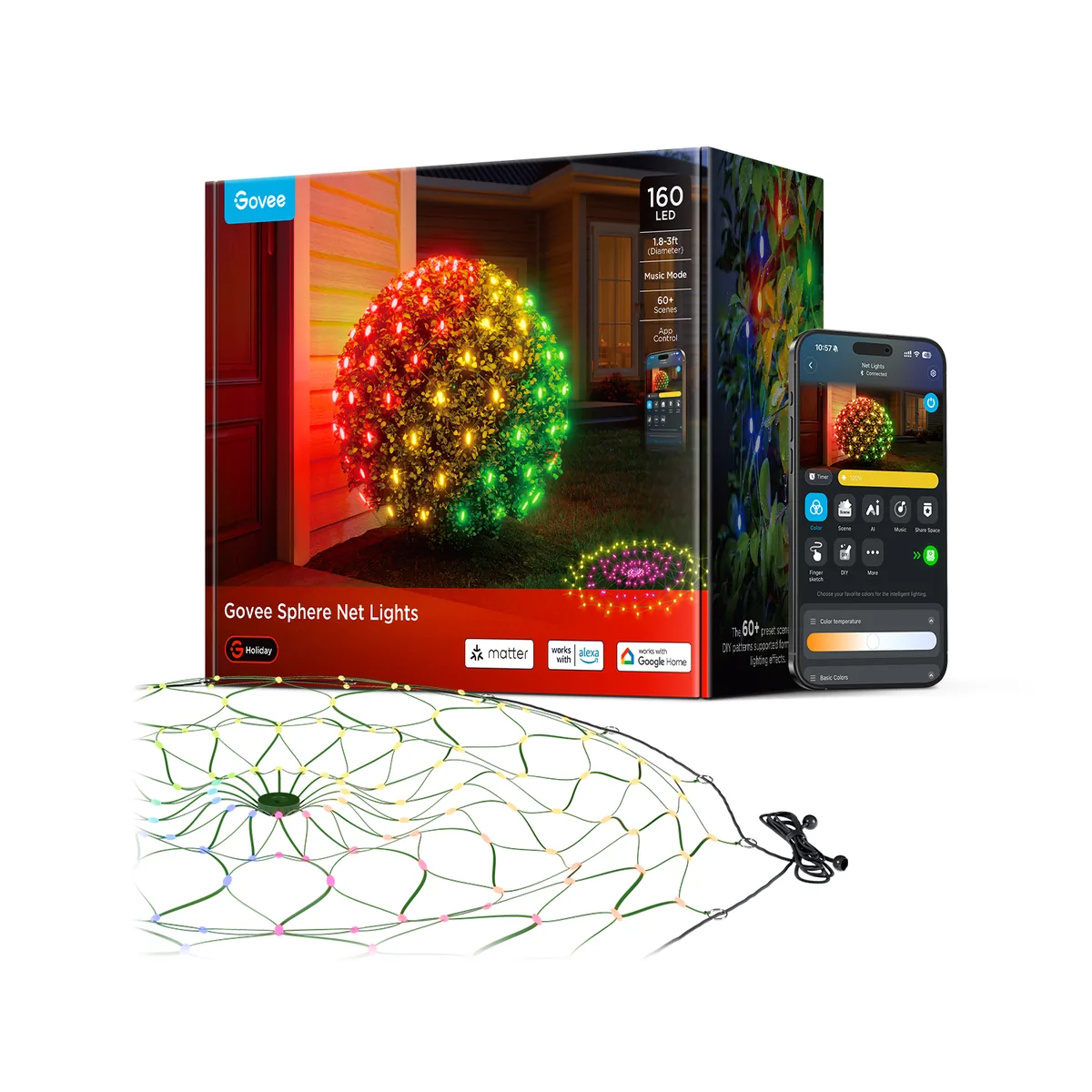 Christmas Sphere Net Lights for Outdoor Shrubs