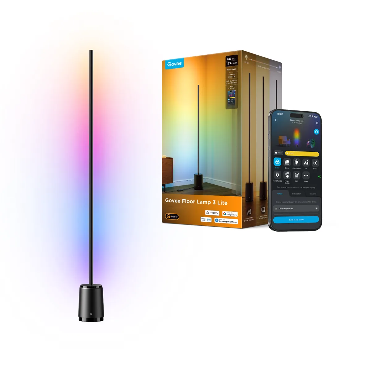 Govee Smart Floor Lamp 3 Lite with 1400 Lumens