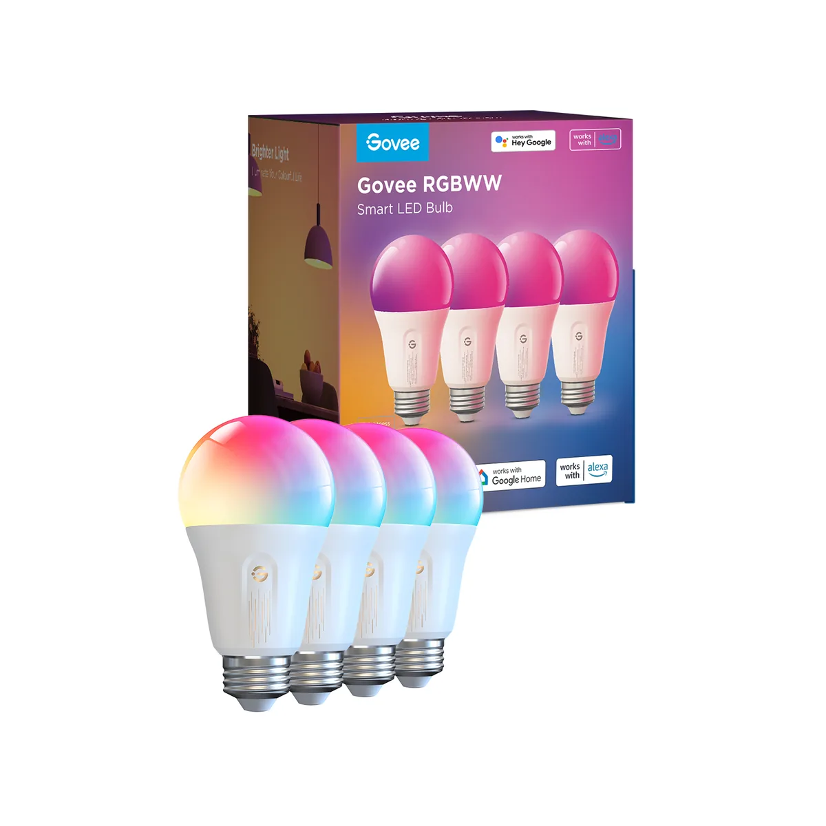 Govee A19 Smart RGBWW Bulbs E26 1200 Lumens