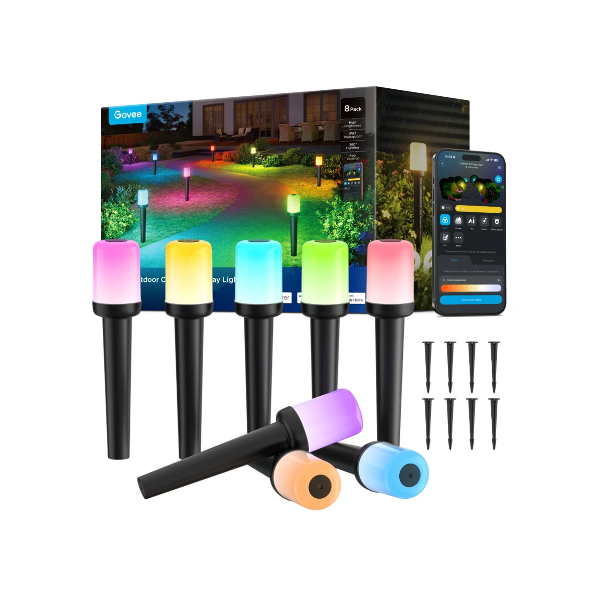 Govee Outdoor Smart Cylinder Pathway Lights