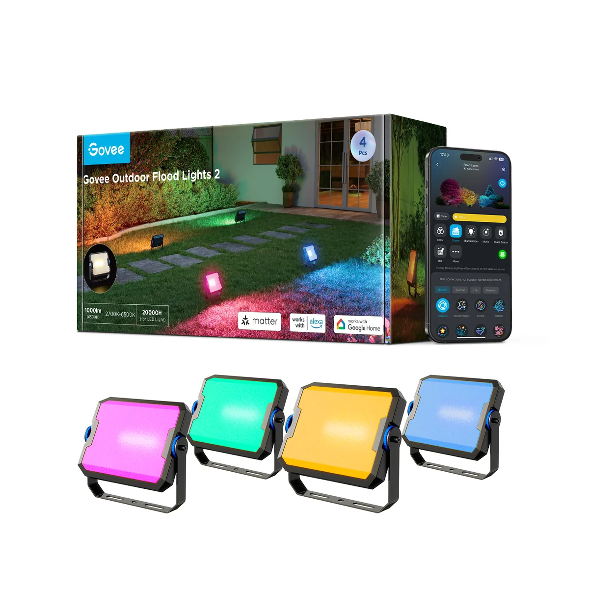 Govee Outdoor LED Flood Lights 2 - Bright, Waterproof, With Smart Control