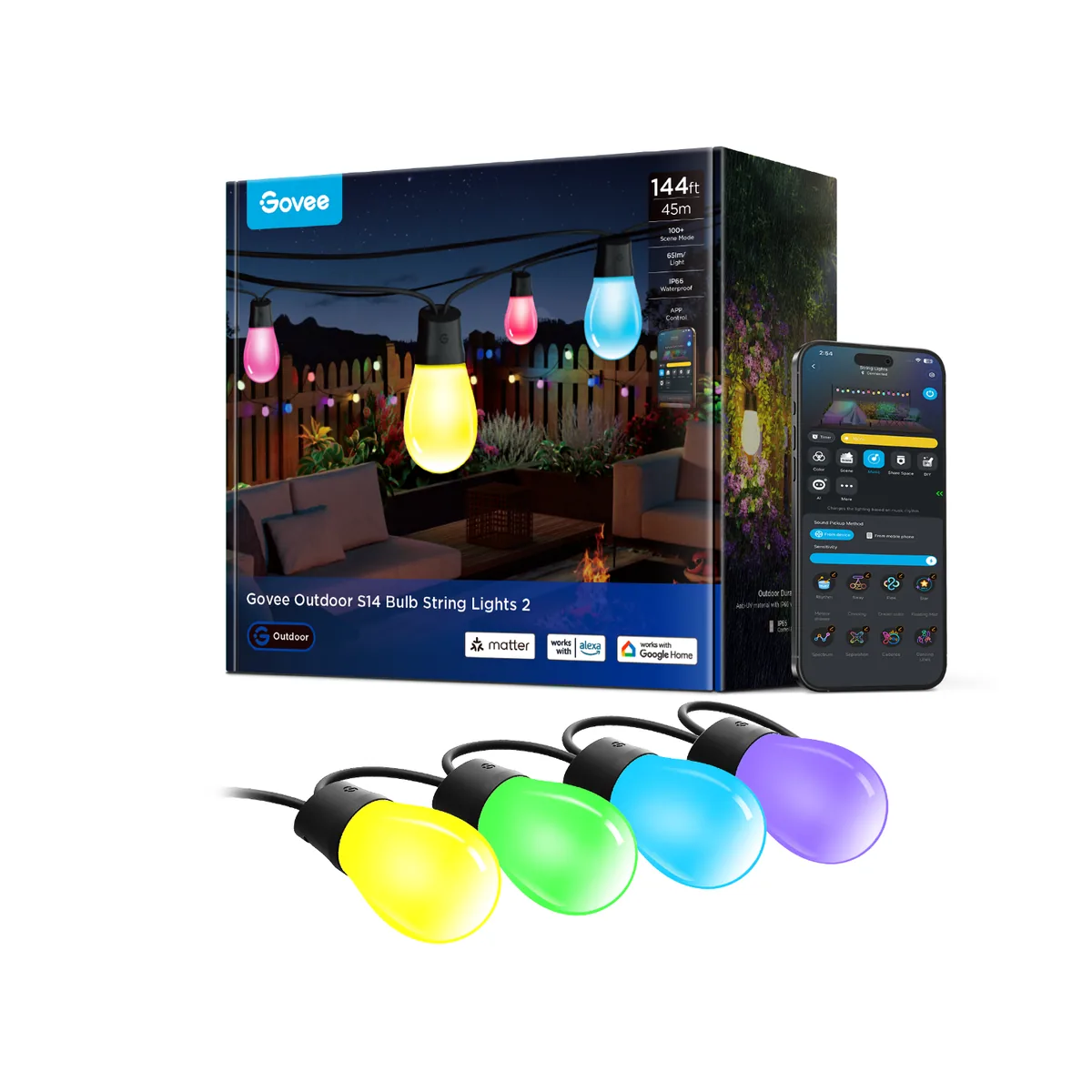 Govee Outdoor S14 Bulb String Lights - IP66 Waterproof