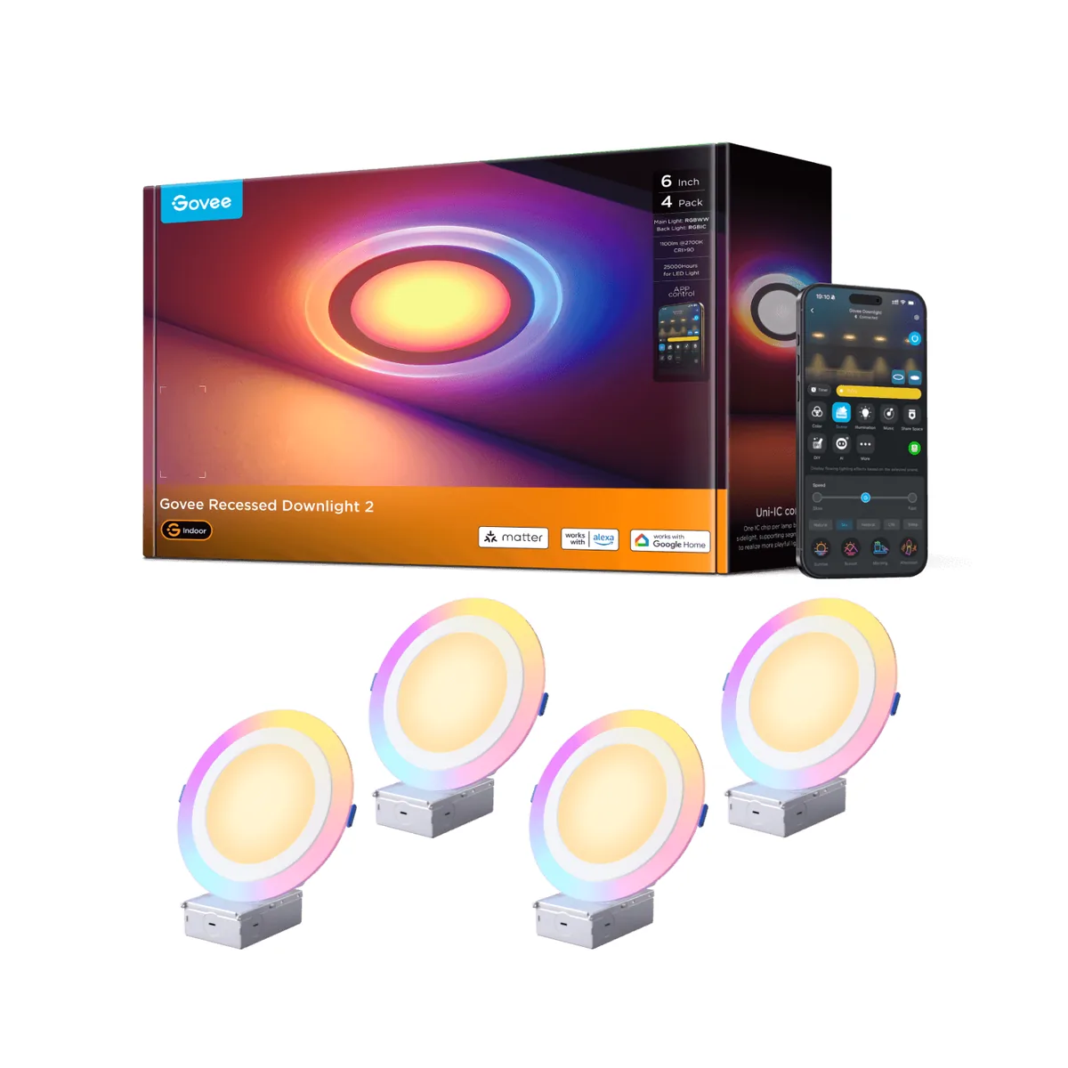 4/6 Inch Recessed Lighting with Night Light - LED Downlight