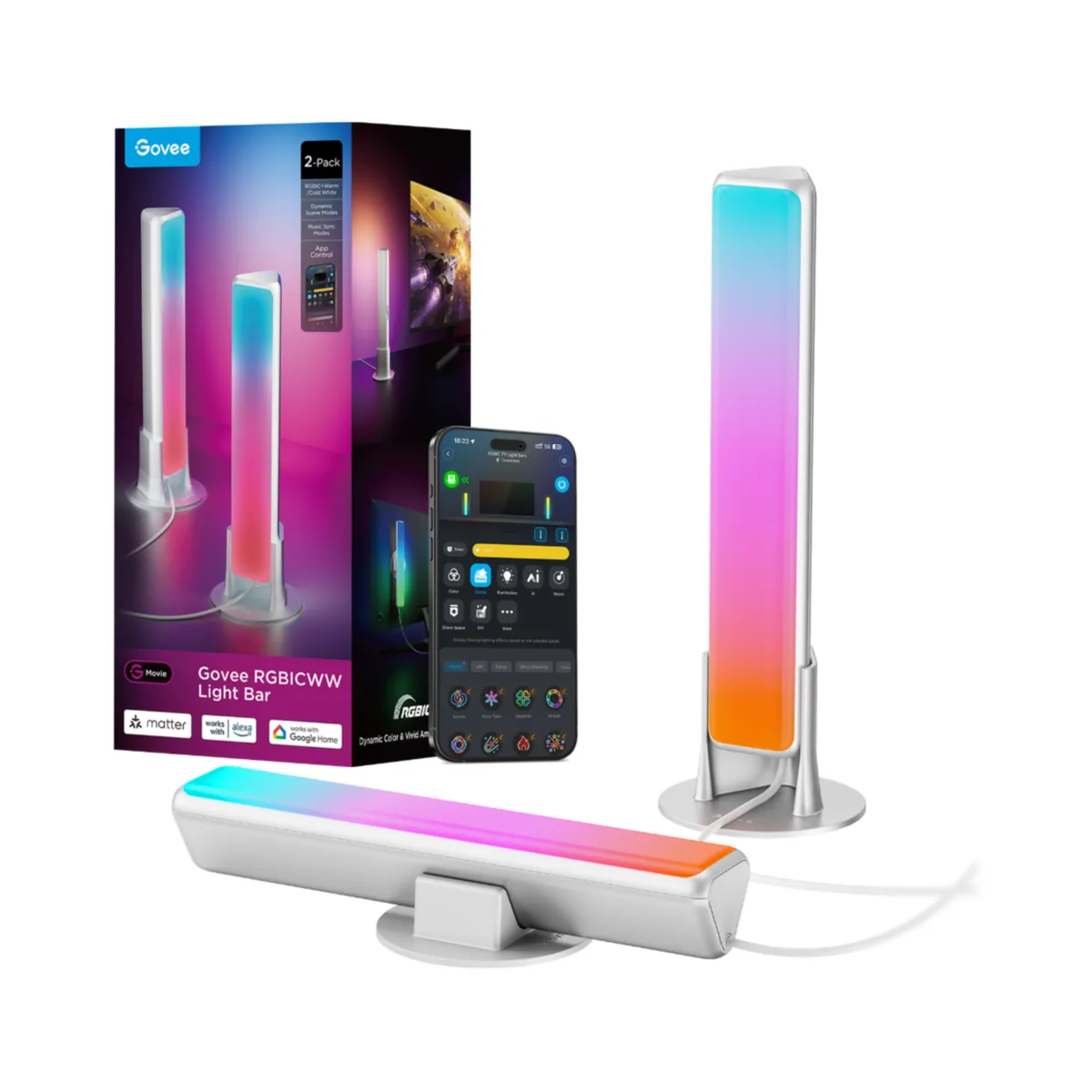 Govee RGBICWW Light Bar for TV & Gaming Setup
