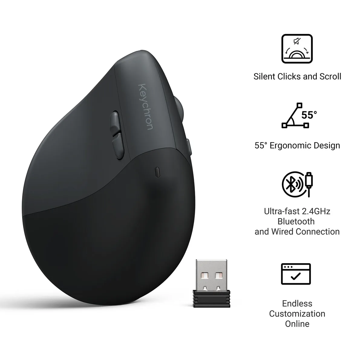 Keychron Bm27 Wireless Ergonomic Mouse