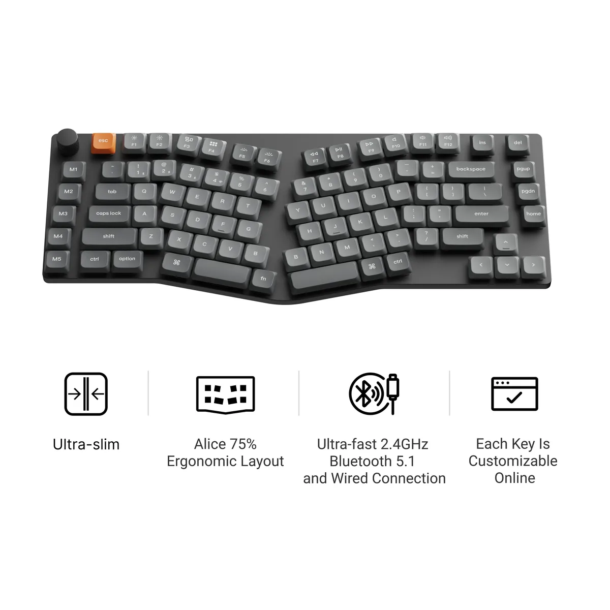 Keychron K15 Max Alice Layout Qmk Wireless Custom Mechanical Keyboard