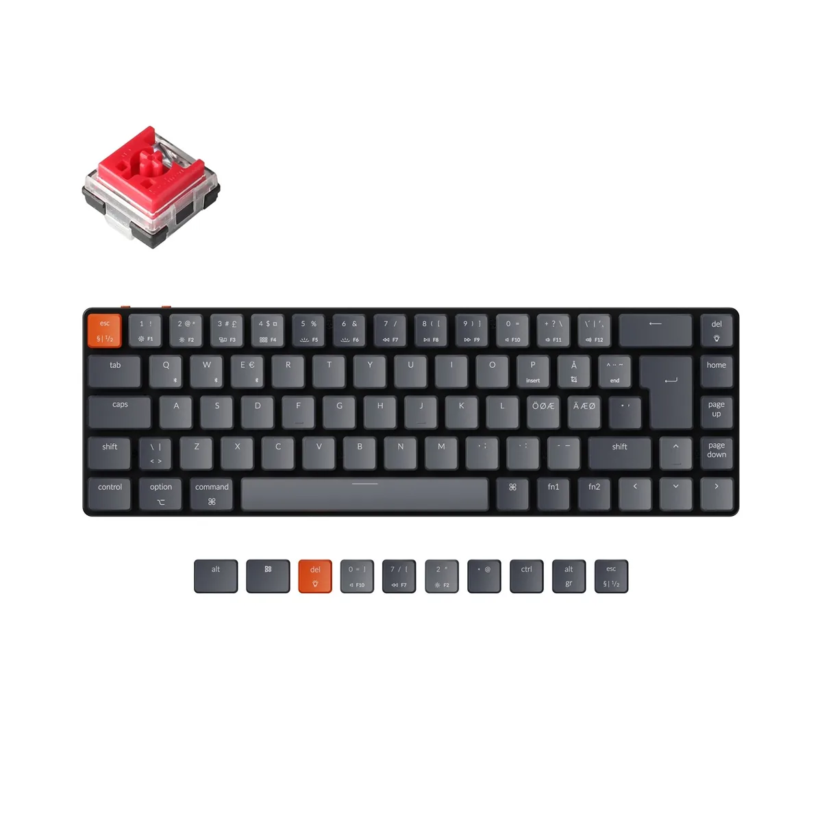 Keychron K7 Ultra Slim Wireless Mechanical Keyboard Nordic Iso Layout