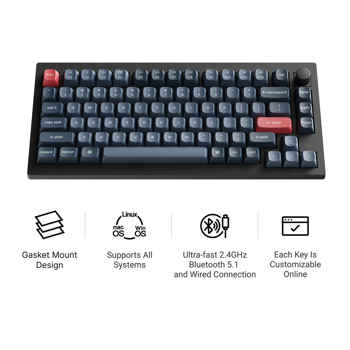 Keychron V1 Max Qmk Via Wireless Custom Mechanical Keyboard