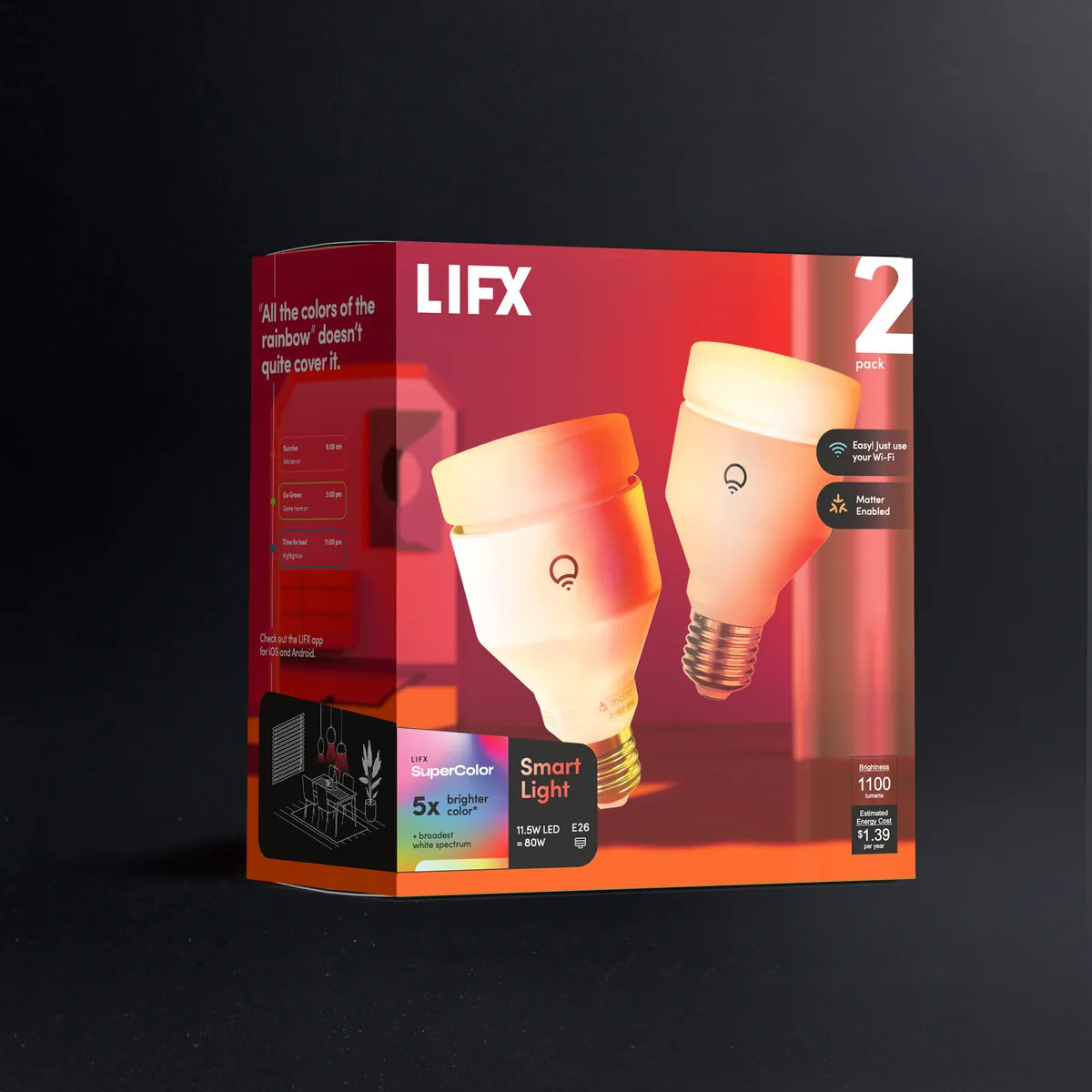 LIFX SuperColor Smart Light Bulb 2-Pack