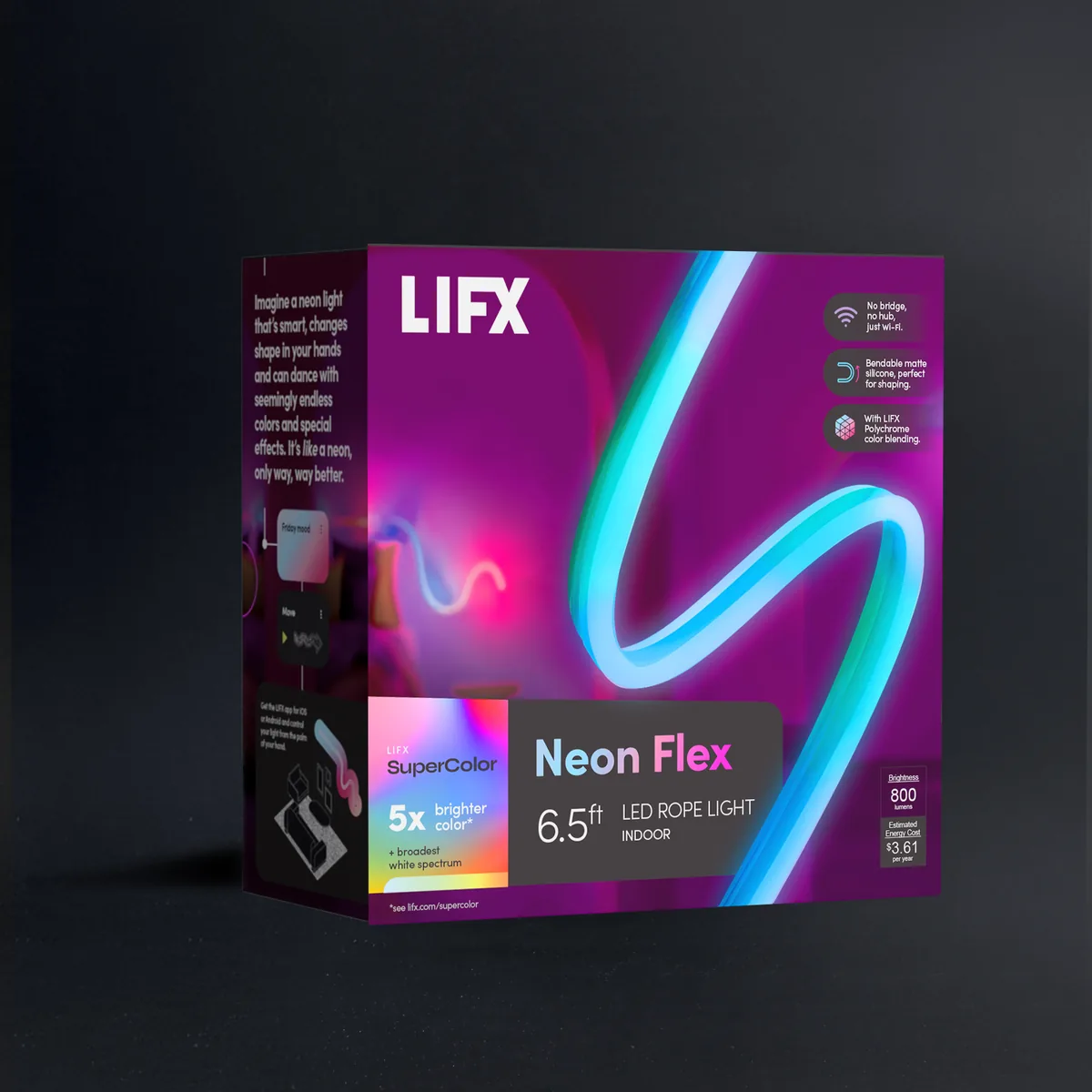 LIFX Indoor SuperColor Neon Flex 6.5ft - 800 Lumens