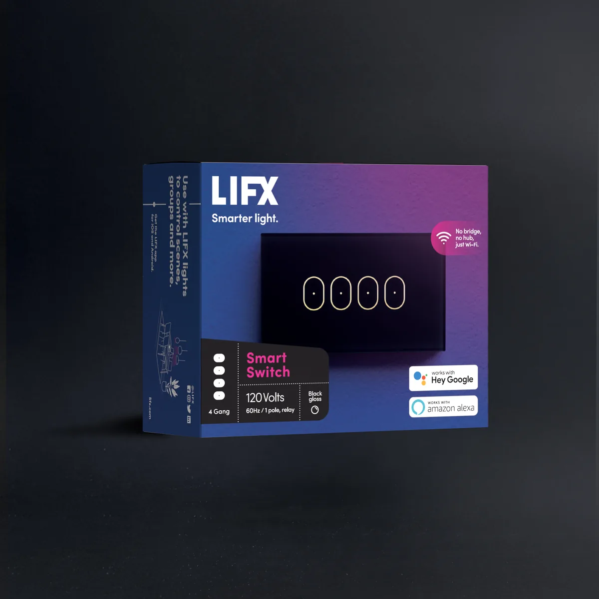 LIFX Smart Switch 4 Button Black - Glass