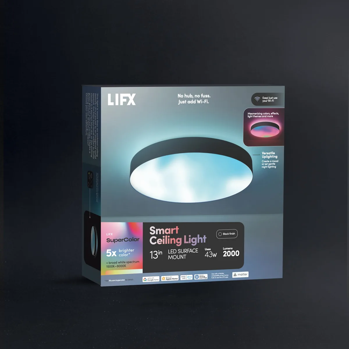 LIFX SuperColor 13" Ceiling Black Trim - 2000 Lumens